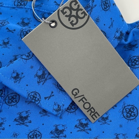 G/fore Men’s Size XL golf polo shirt all over skeleton print blue NWT - Picture 5 of 8